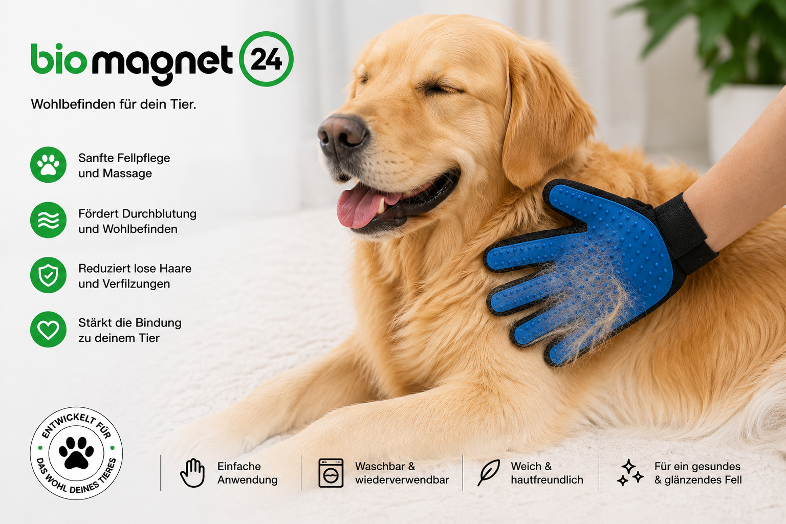 Fellpflegehandschuh bei Haarausfall von Hunde und Katzen